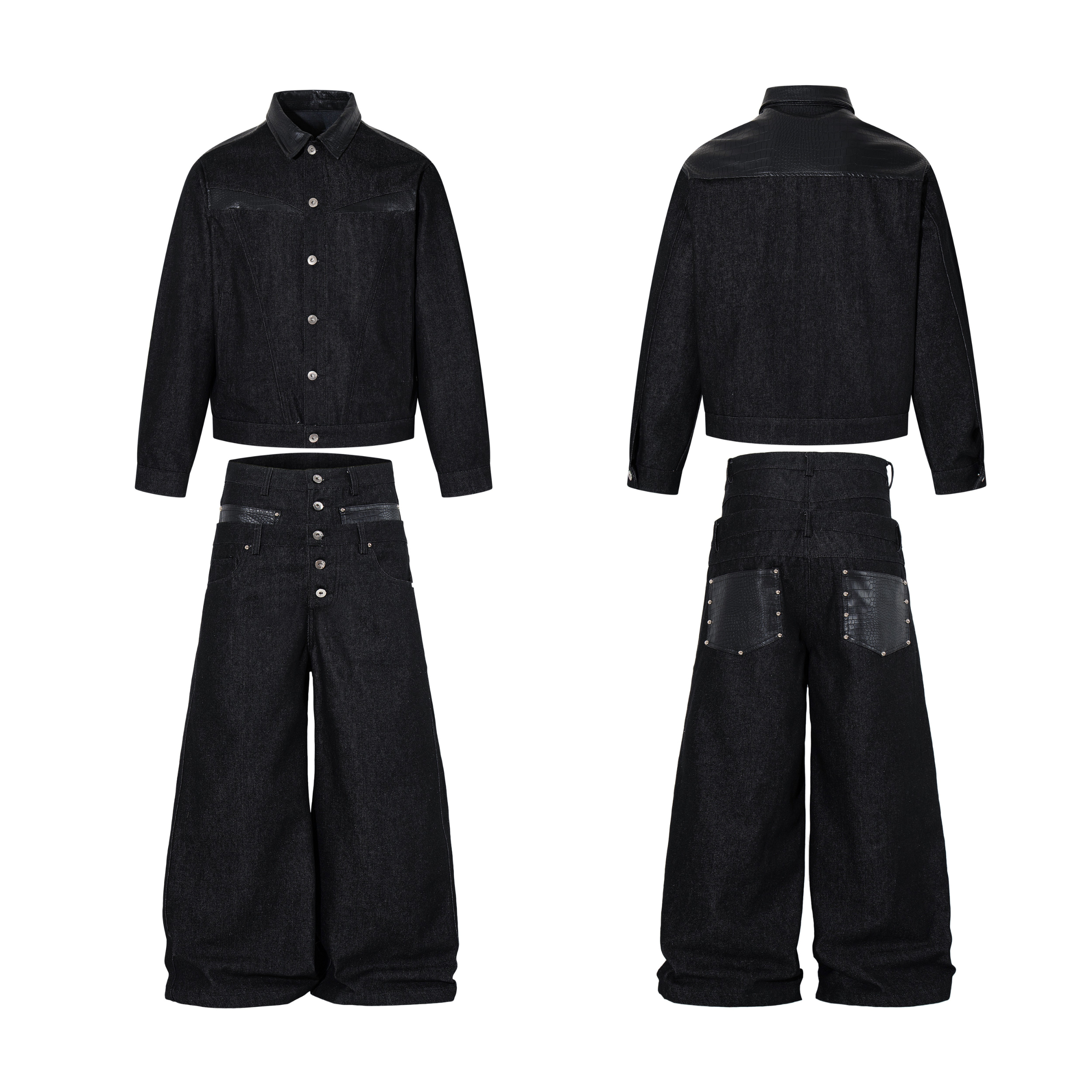 Omirad Wide Leg Button Fly Denim Pants