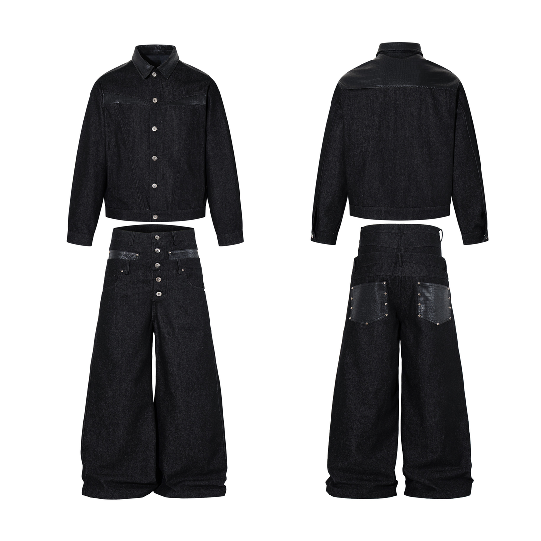 Omirad Wide Leg Button Fly Denim Pants