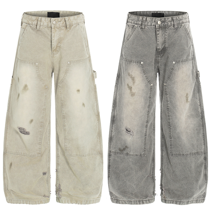 Omirad Washed Utility Distressed Denim Jeans