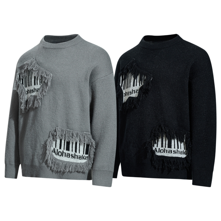 Omirad Fringe Patch Knit Sweater