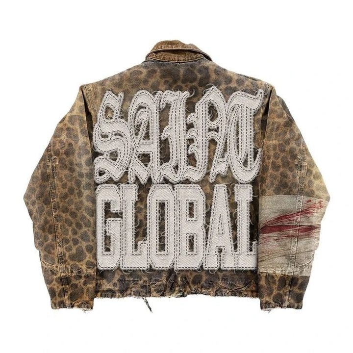 Y2K Vintage Camouflage Leopard Print Jacket – Unisex Oversized Coat