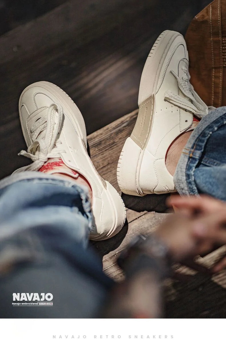 Maden Patchwork Navajo Sneakers – Men’s Chunky Sole Embroidered Casual Shoes