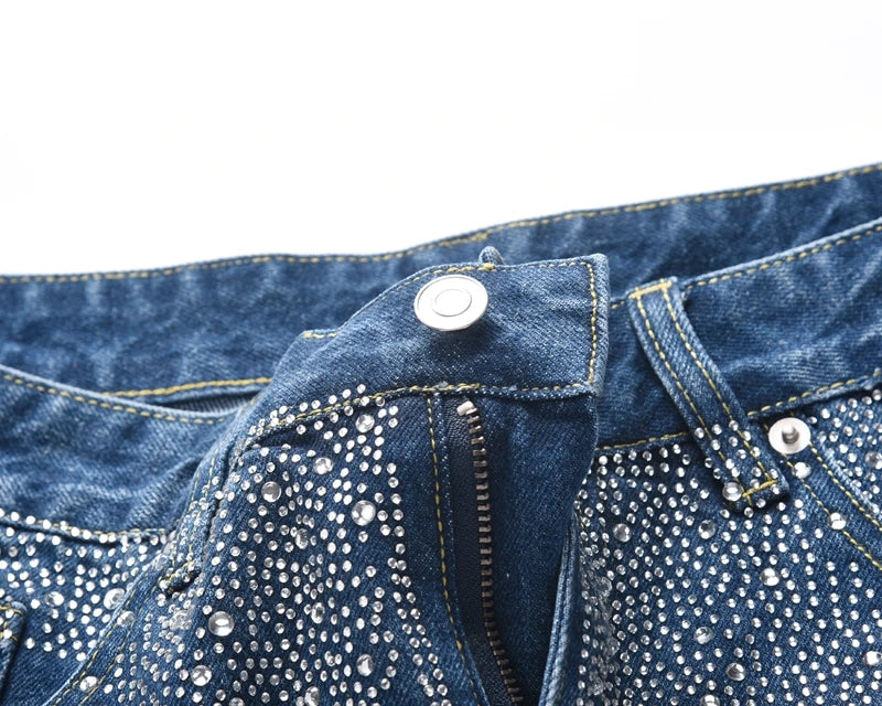 Y2K Rhinestone Arc Wide Baggy Jeans for Teens