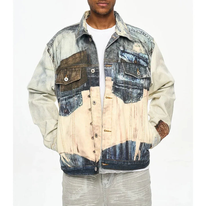 Y2K Contrast Patchwork Denim Bomber Jacket