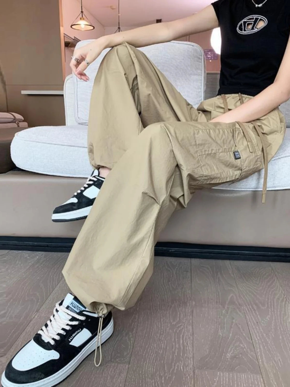 Women’s Retro Workwear Wide-Leg Pants – Summer Drapey Trousers