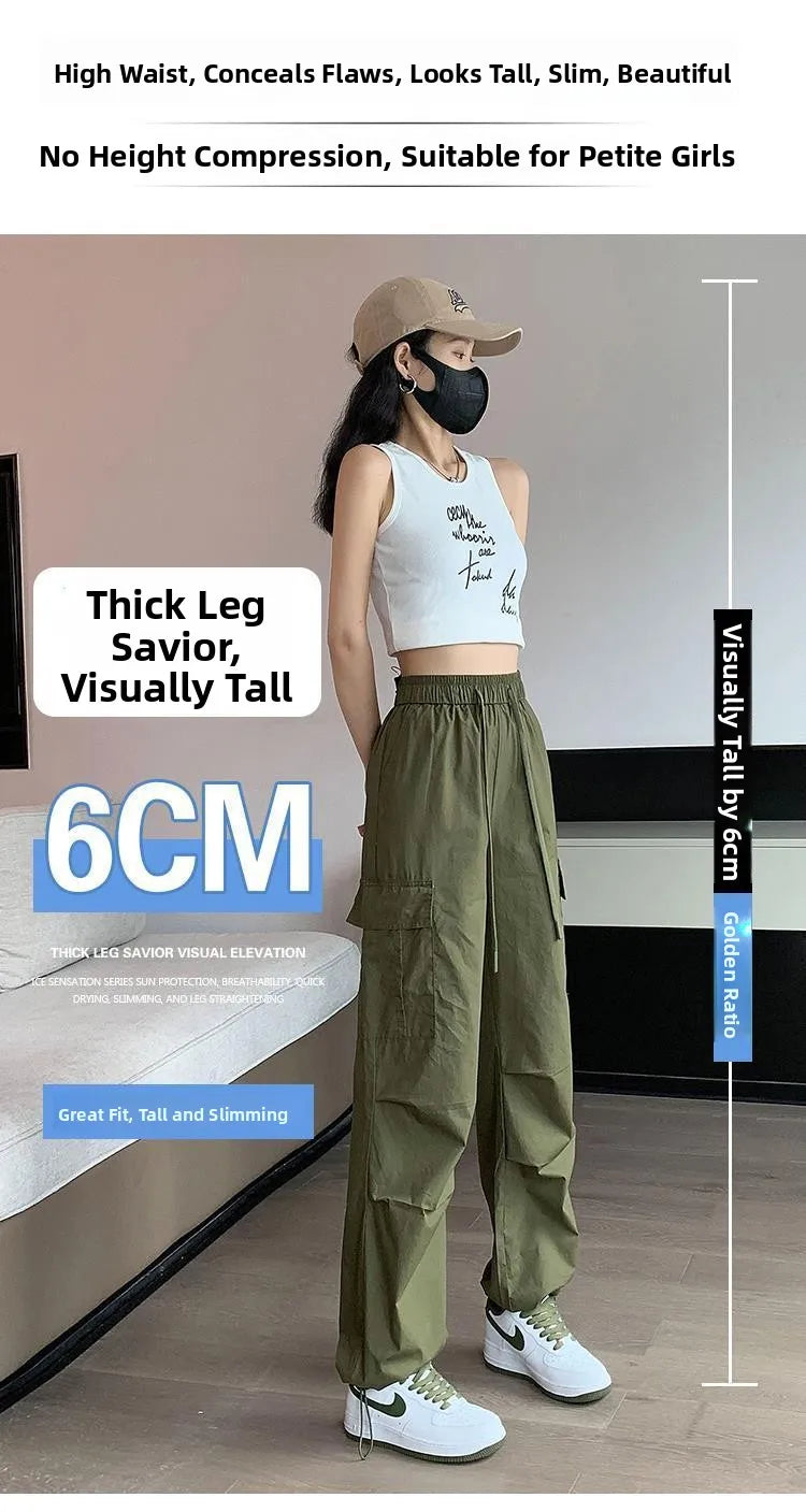 Women’s Retro Workwear Wide-Leg Pants – Summer Drapey Trousers