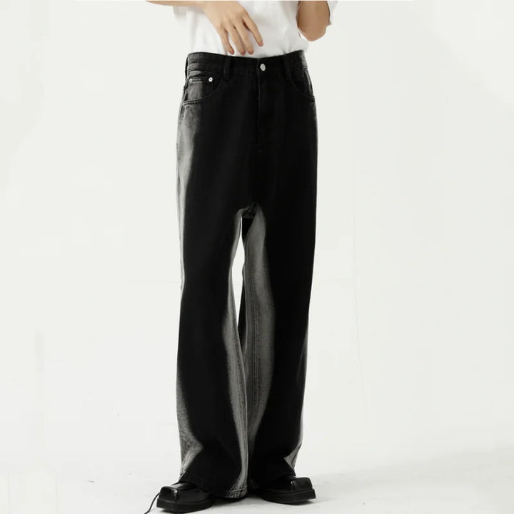 Y2K Korean Style Color Block Tie-Dye Straight Leg Jeans for Men