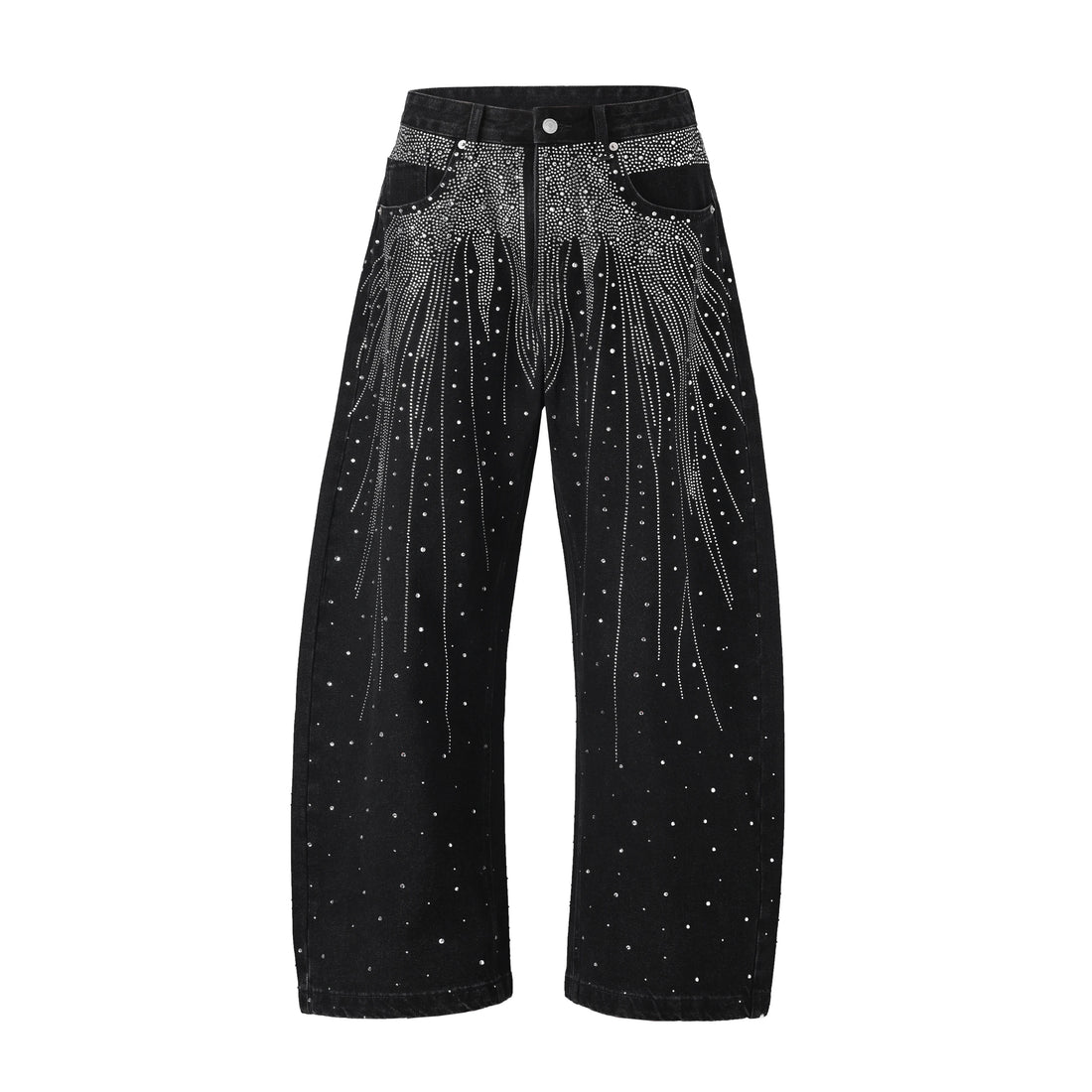 Y2K Rhinestone Arc Wide Baggy Jeans for Teens