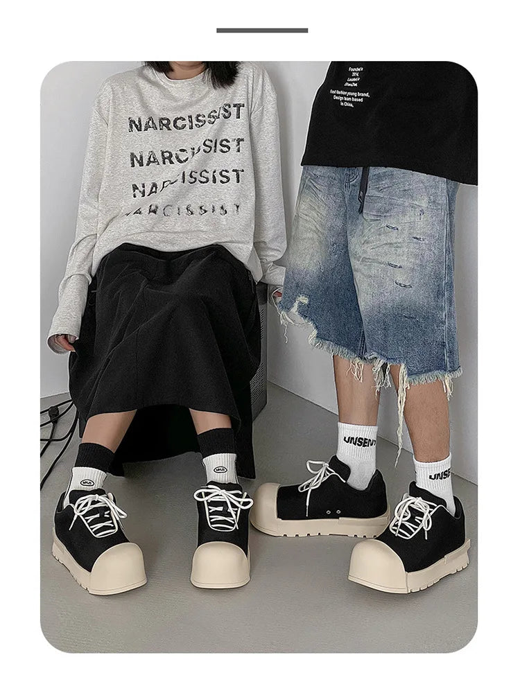 Big-Head Canvas Sneakers – Thick Sole Heightening Casual Sports Shoes Unisex