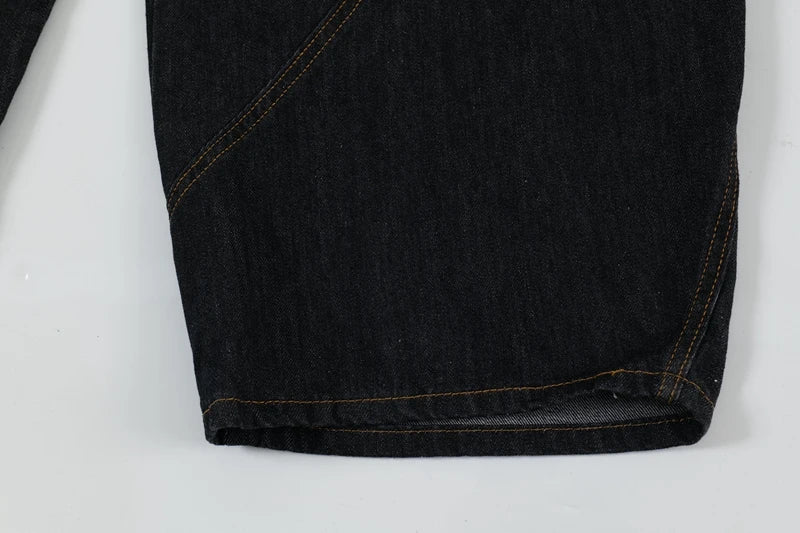 Y2K Scottish Plaid Spliced Baggy Wide-Leg Jeans – Streetwear 2024