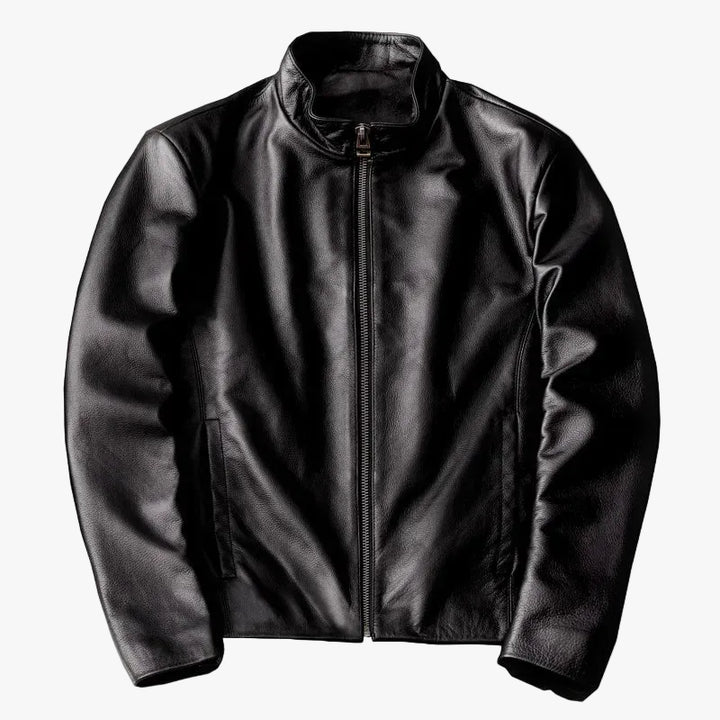 AYUNSUE Genuine Cowhide Leather Jacket for Unisex