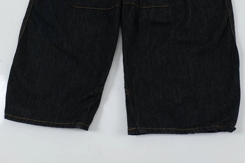 Y2K Scottish Plaid Spliced Baggy Wide-Leg Jeans – Streetwear 2024