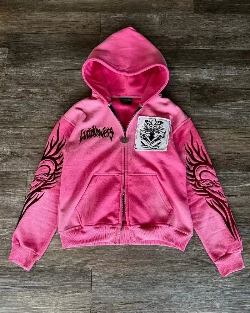 Harajuku Retro Gothic Zipper Sweater