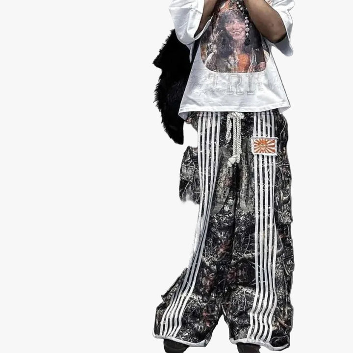 Unisex Double-Waist Striped Straight Pants – Hip-Hop Style