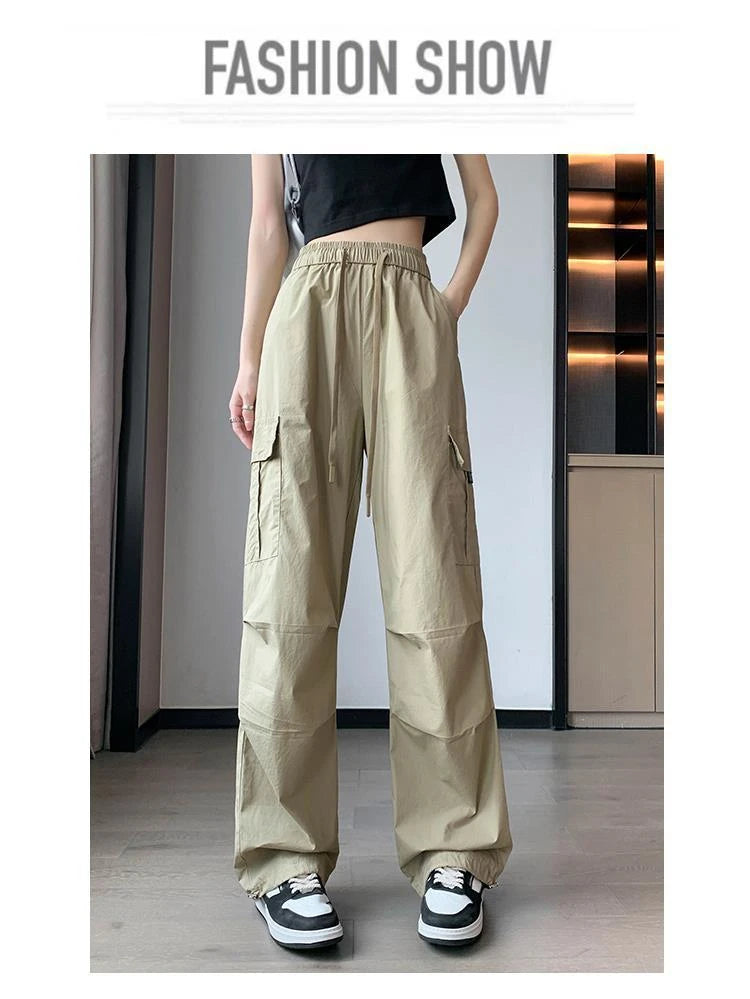 Women’s Retro Workwear Wide-Leg Pants – Summer Drapey Trousers