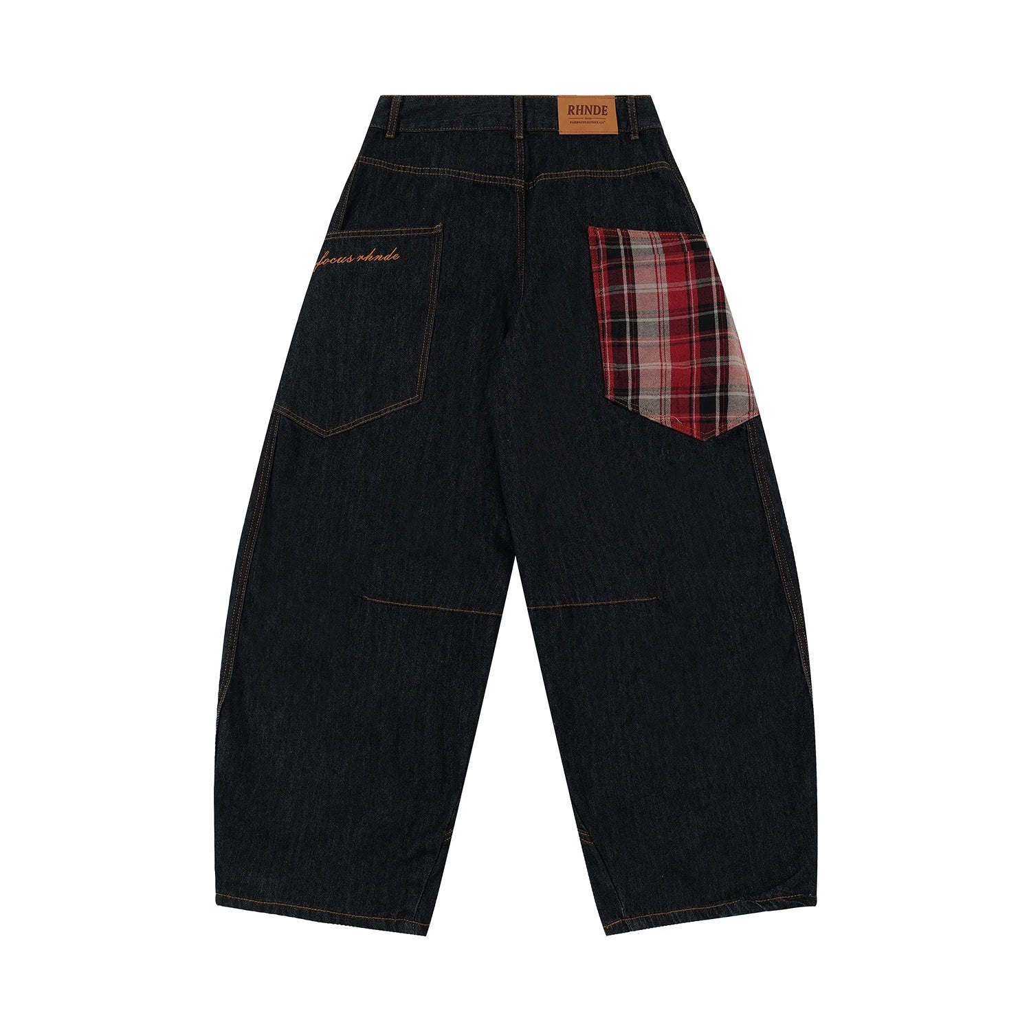 Y2K Scottish Plaid Spliced Baggy Wide-Leg Jeans – Streetwear 2024