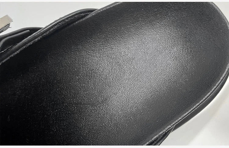 Women’s Punk Platform Leather Mules – Rivet Slip-On Slides