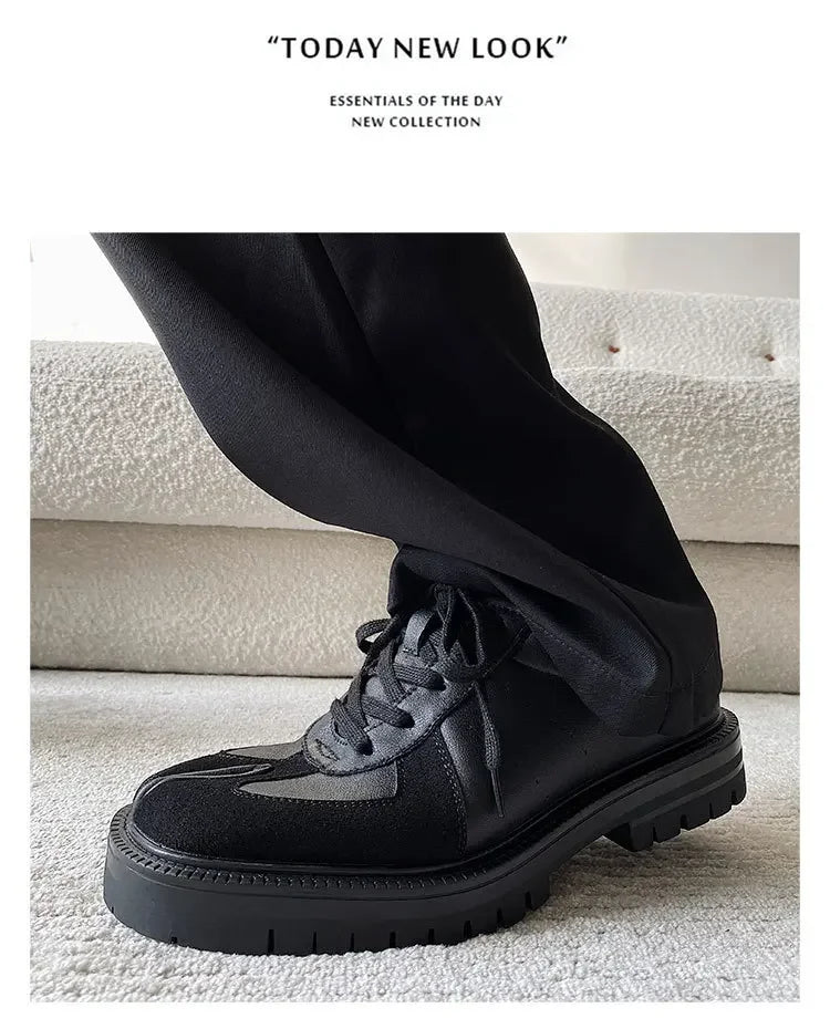 Unisex Tabi Shoes Genuine Leather Split Toe Sneakers Suede Low Top Casual