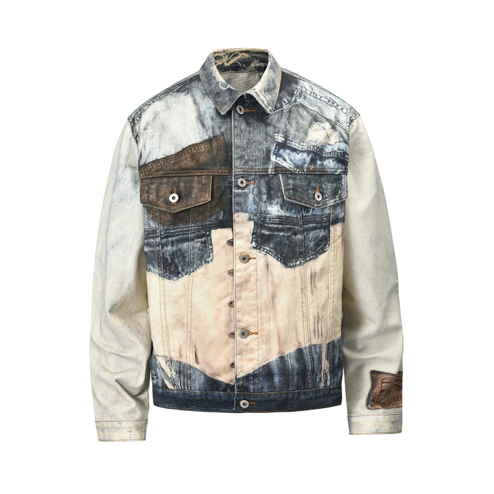 Y2K Contrast Patchwork Denim Bomber Jacket