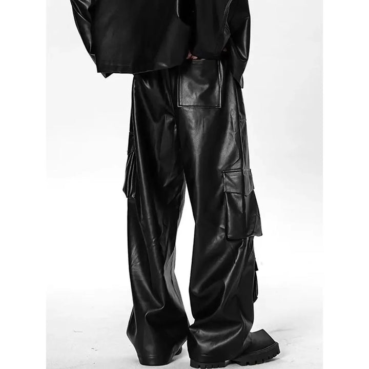 Men’s PU Leather Cargo Pants