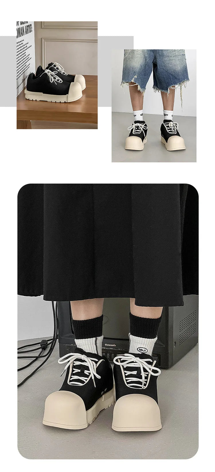 Big-Head Canvas Sneakers – Thick Sole Heightening Casual Sports Shoes Unisex