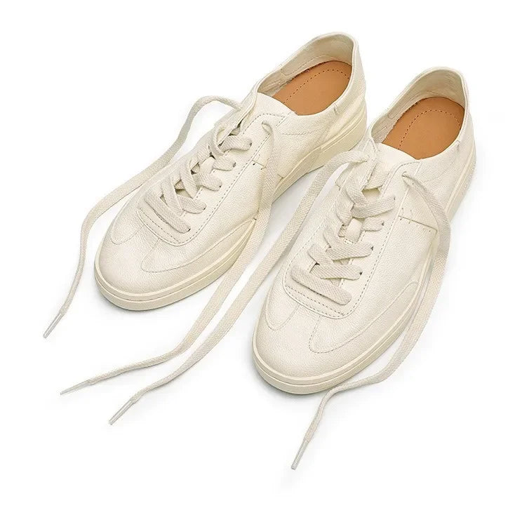 2024 Men’s Vintage White Leather Casual Low-Top Shoes – Breathable & Trendy