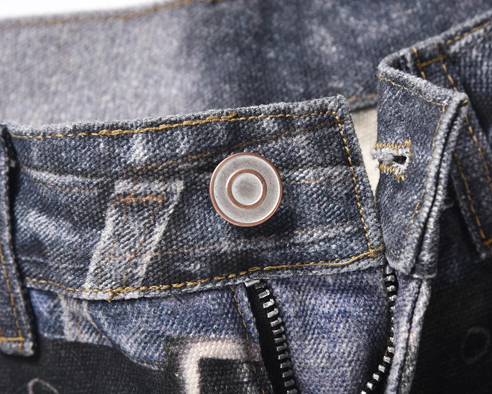 Unisex PU Leather Patchwork Baggy Jeans – High Street Oversized Denim