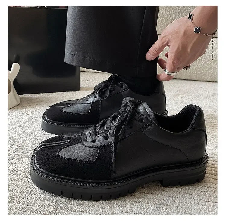 Unisex Tabi Shoes Genuine Leather Split Toe Sneakers Suede Low Top Casual