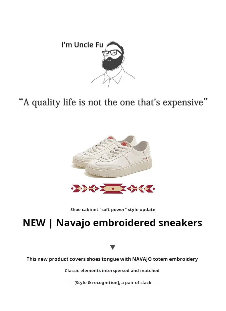 Maden Patchwork Navajo Sneakers – Men’s Chunky Sole Embroidered Casual Shoes