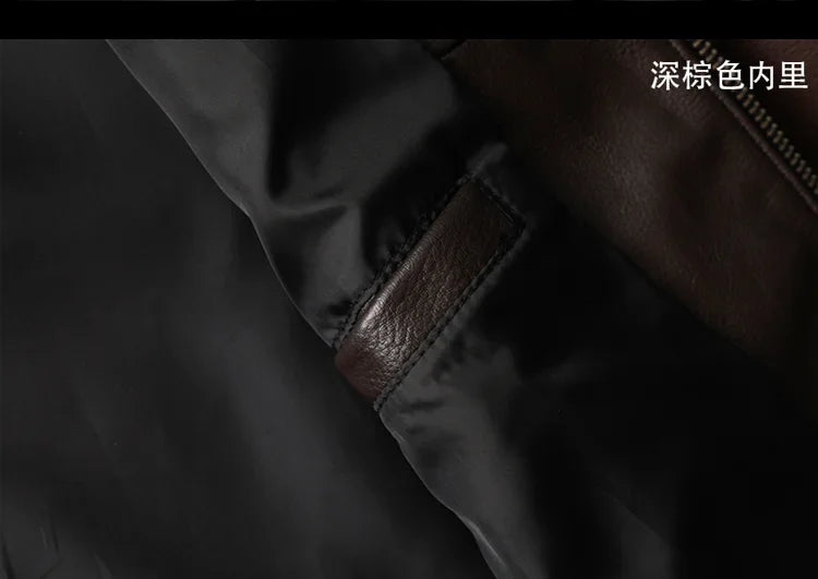 AYUNSUE Genuine Cowhide Leather Jacket for Unisex