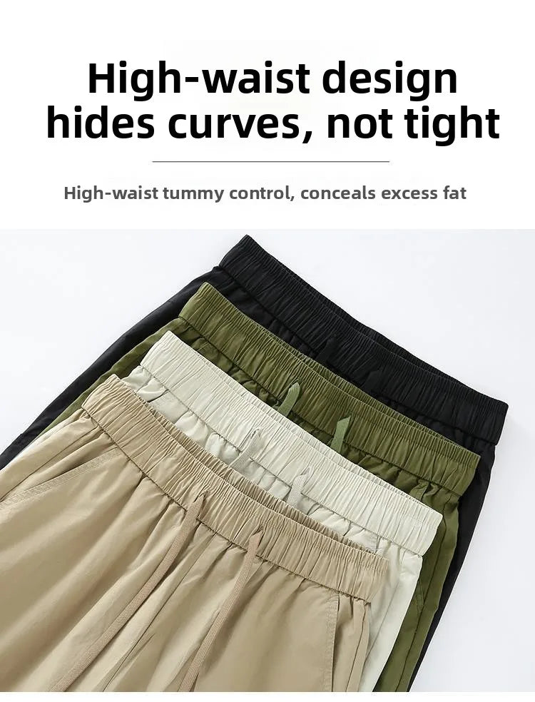 Women’s Retro Workwear Wide-Leg Pants – Summer Drapey Trousers