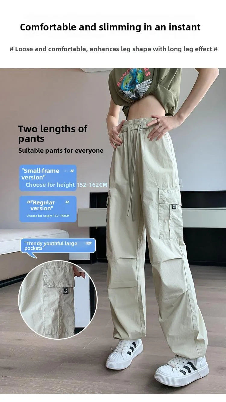 Women’s Retro Workwear Wide-Leg Pants – Summer Drapey Trousers