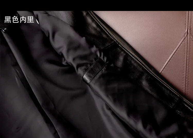 AYUNSUE Genuine Cowhide Leather Jacket for Unisex