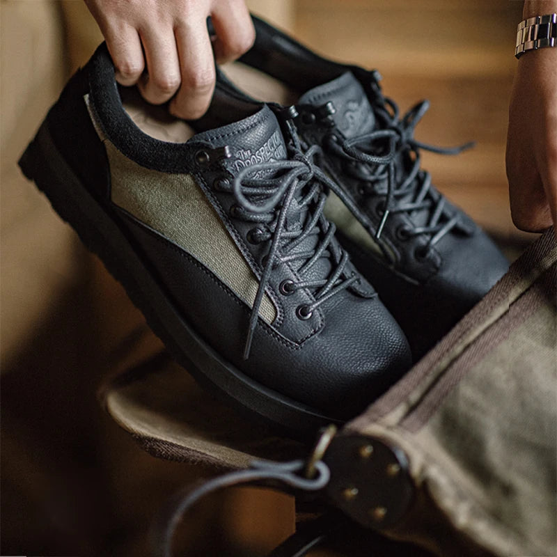 Maden Retro Thick-Soled Color-Block Leather Shoes – Men’s Fall Style