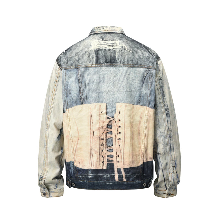 Y2K Contrast Patchwork Denim Bomber Jacket