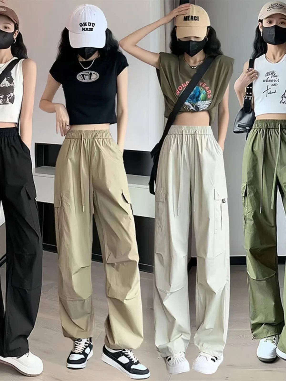 Women’s Retro Workwear Wide-Leg Pants – Summer Drapey Trousers