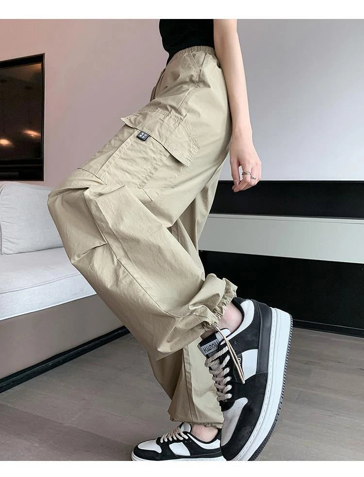 Women’s Retro Workwear Wide-Leg Pants – Summer Drapey Trousers