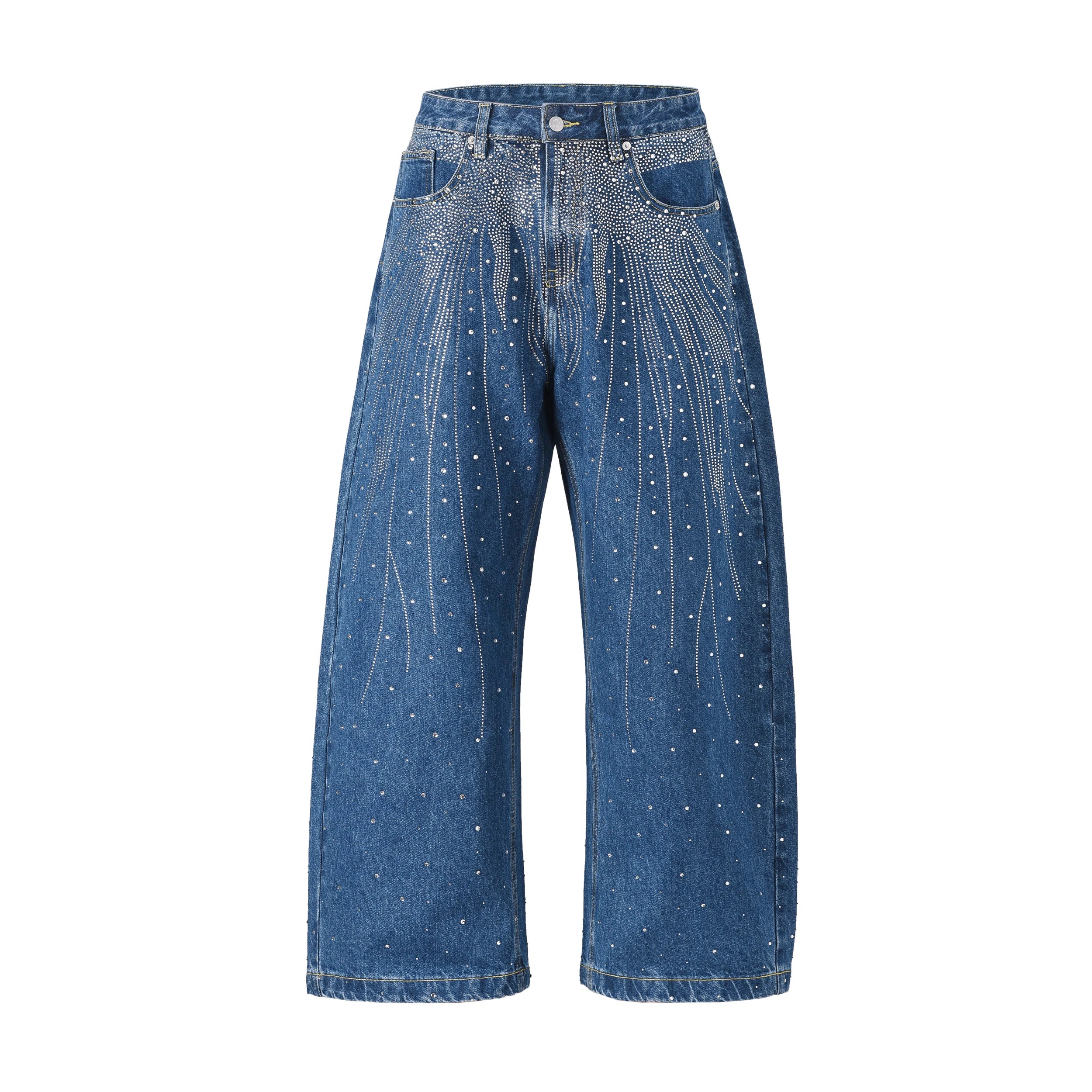 Y2K Rhinestone Arc Wide Baggy Jeans for Teens