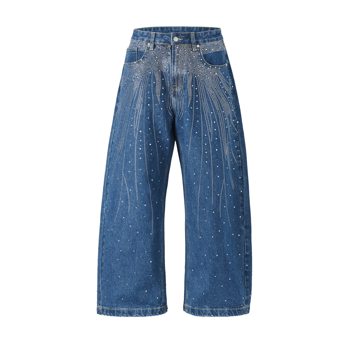 Y2K Rhinestone Arc Wide Baggy Jeans for Teens