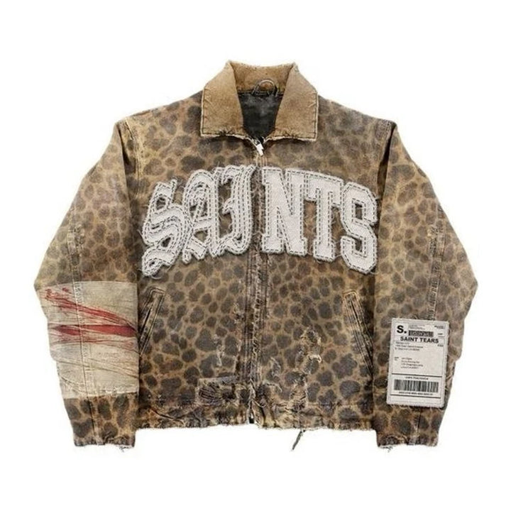 Y2K Vintage Camouflage Leopard Print Jacket – Unisex Oversized Coat