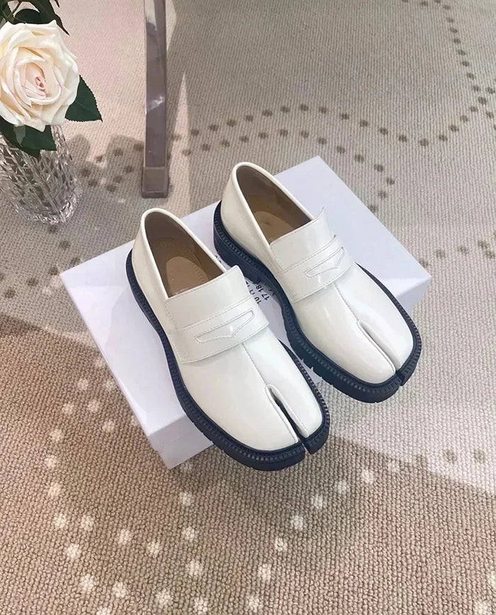 Men’s Split Toe Tabi Loafers – Patent Leather Thick Sole Korean Trend 2025
