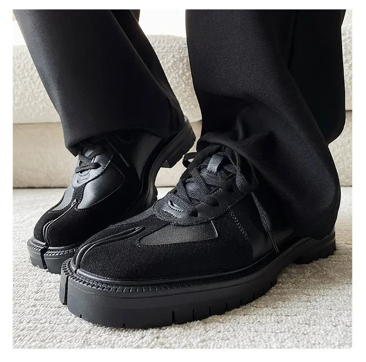 Unisex Tabi Shoes Genuine Leather Split Toe Sneakers Suede Low Top Casual