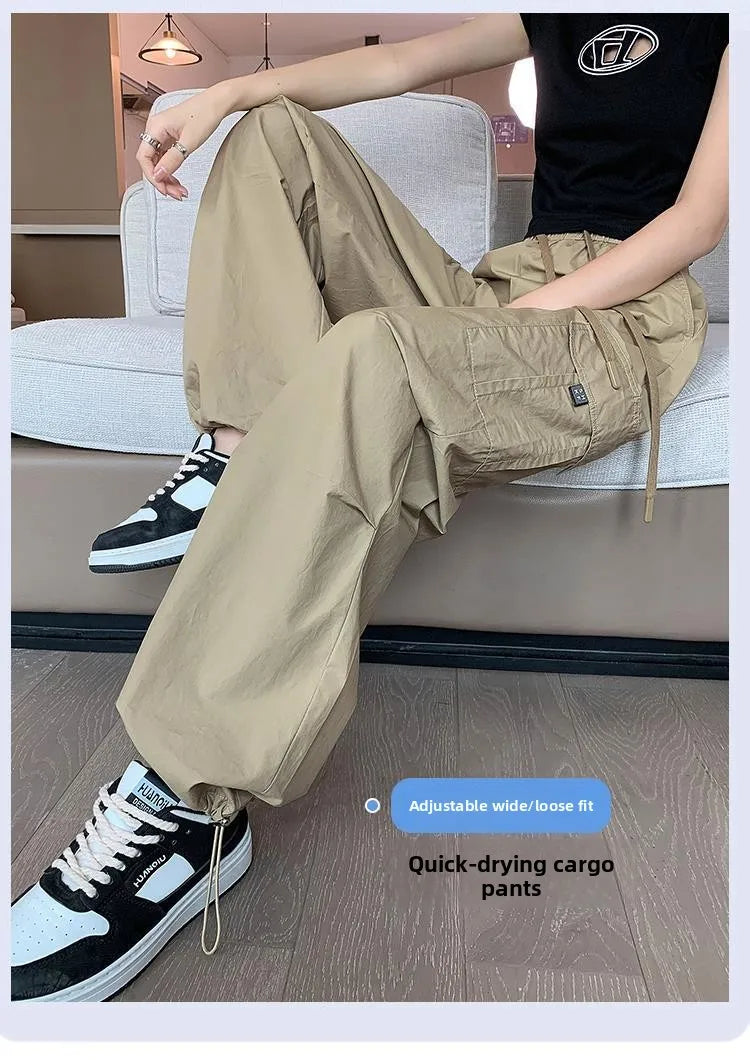 Women’s Retro Workwear Wide-Leg Pants – Summer Drapey Trousers