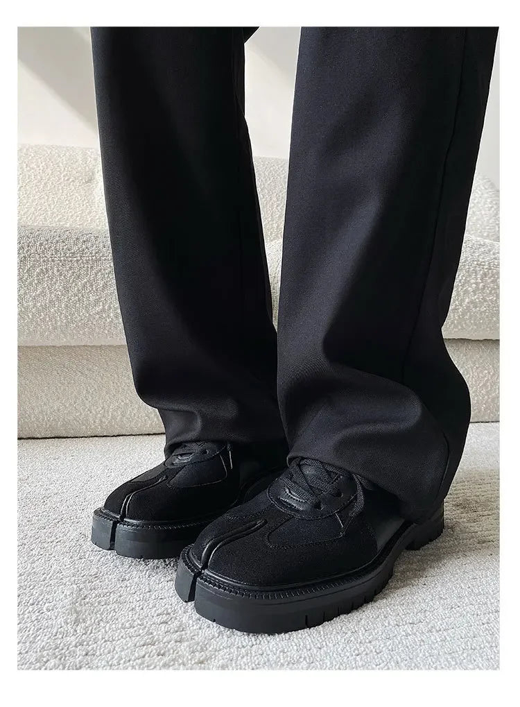 Unisex Tabi Shoes Genuine Leather Split Toe Sneakers Suede Low Top Casual