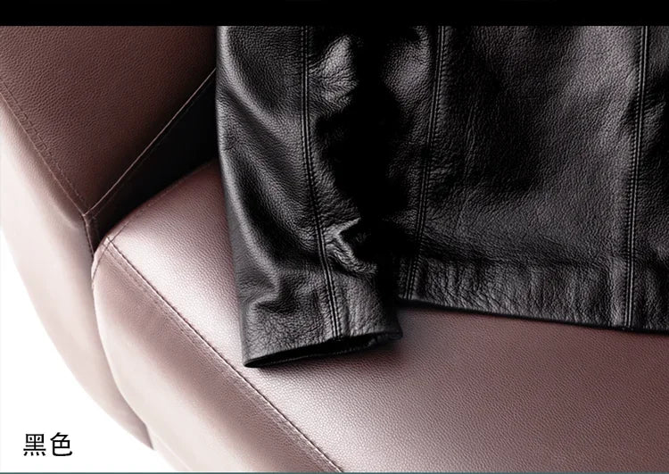 AYUNSUE Genuine Cowhide Leather Jacket for Unisex