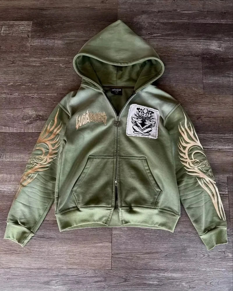 Harajuku Retro Gothic Zipper Sweater