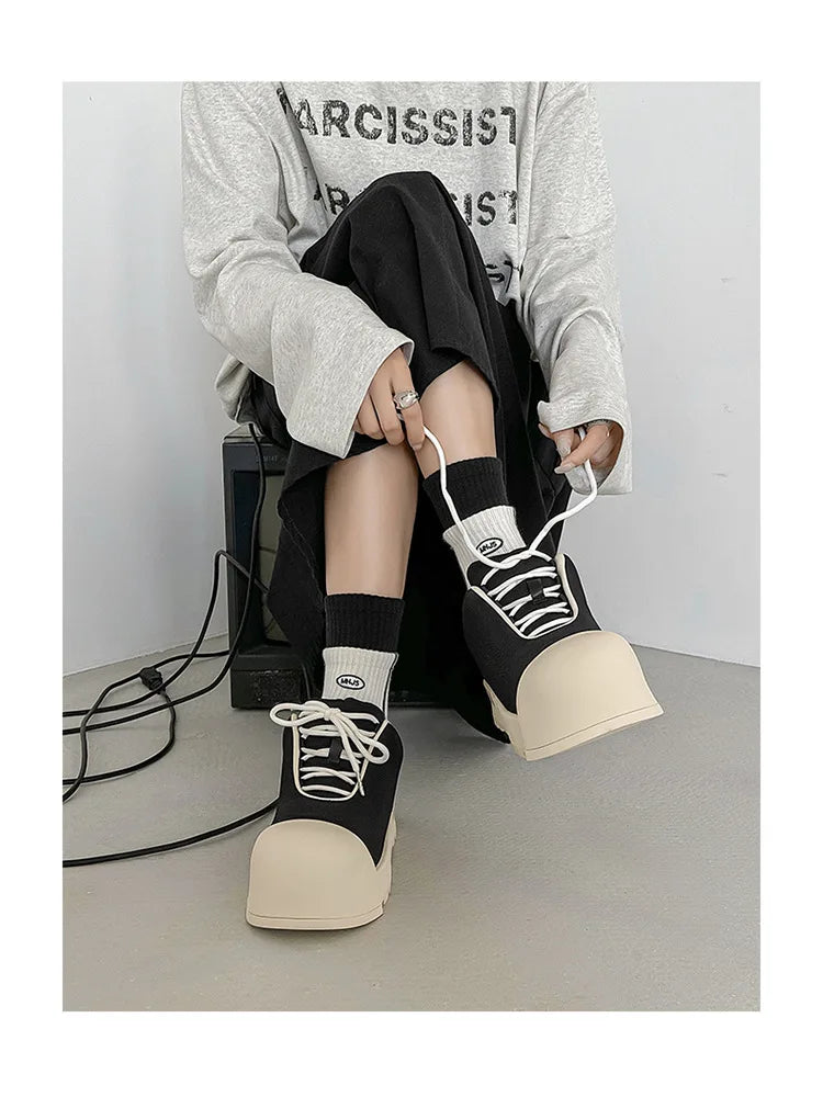 Big-Head Canvas Sneakers – Thick Sole Heightening Casual Sports Shoes Unisex