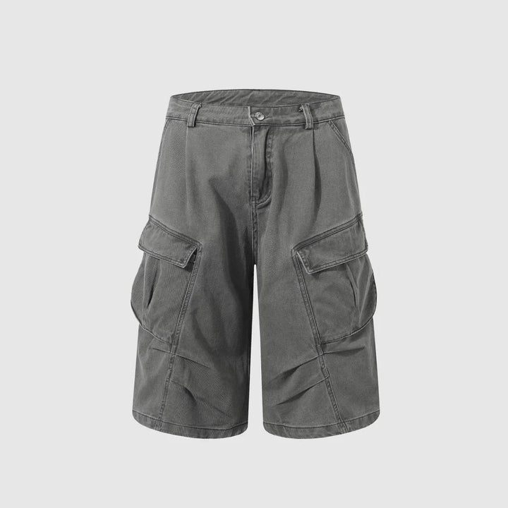 Summer New Heavy American Retro Cropped Loose Straight Cargo Shorts Multi-Pocket Slacks