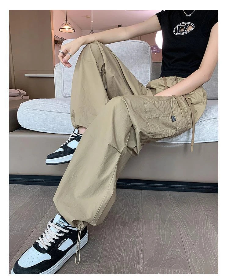 Women’s Retro Workwear Wide-Leg Pants – Summer Drapey Trousers