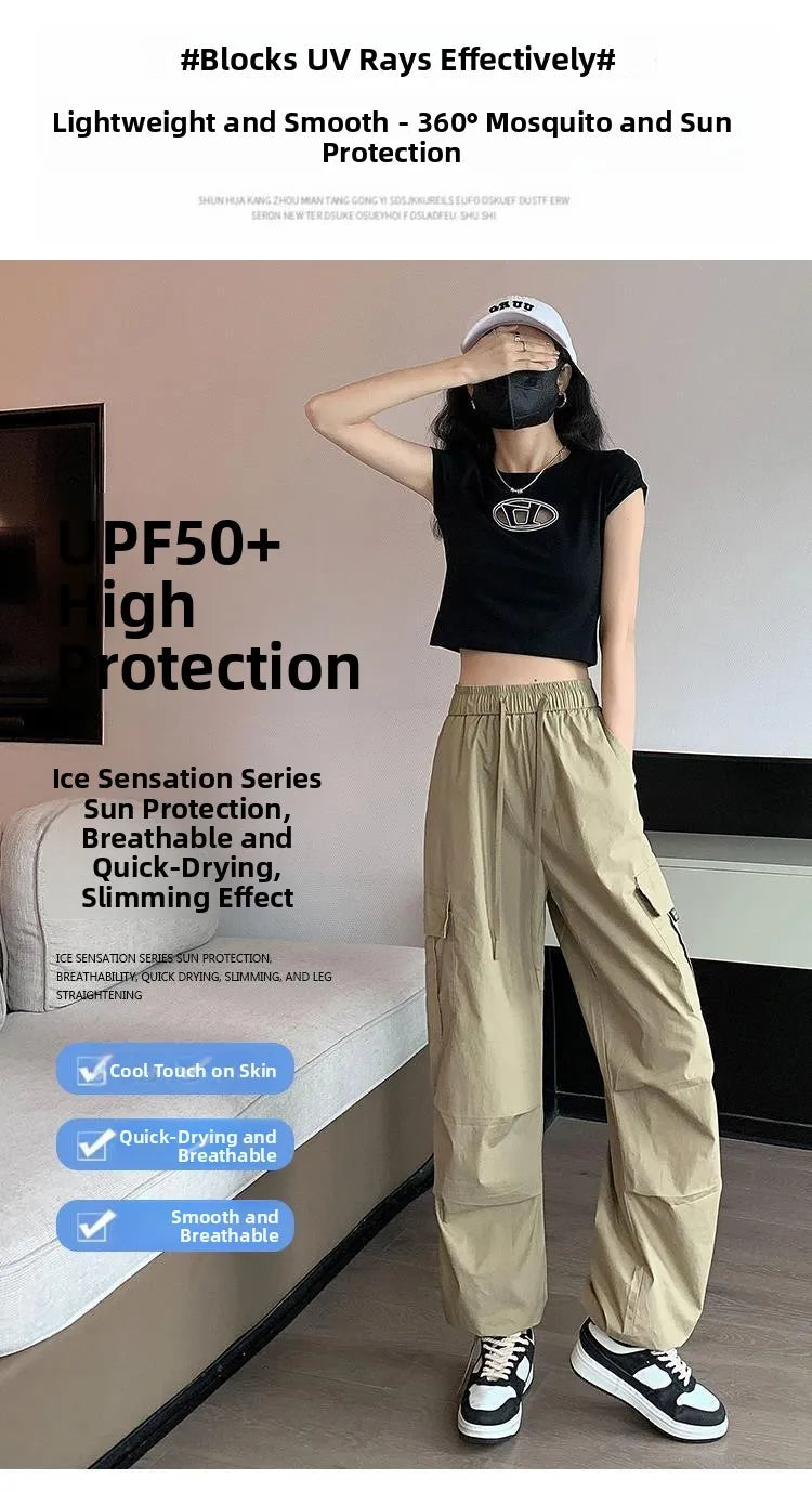 Women’s Retro Workwear Wide-Leg Pants – Summer Drapey Trousers